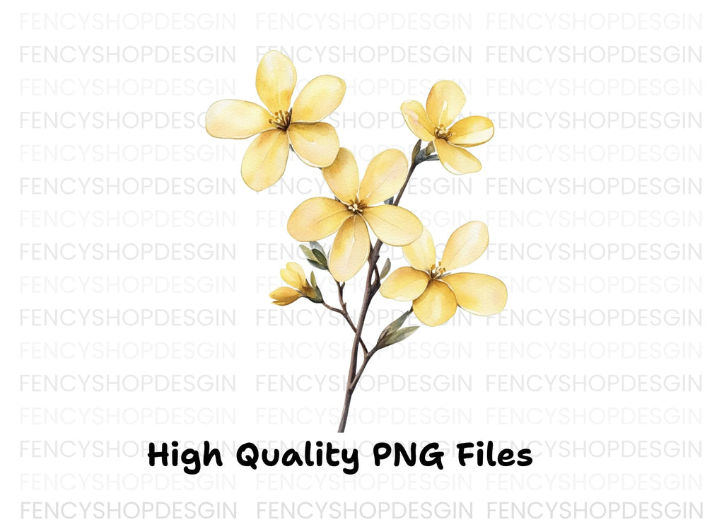 Delicate Yellow Floral Clipart Bundle