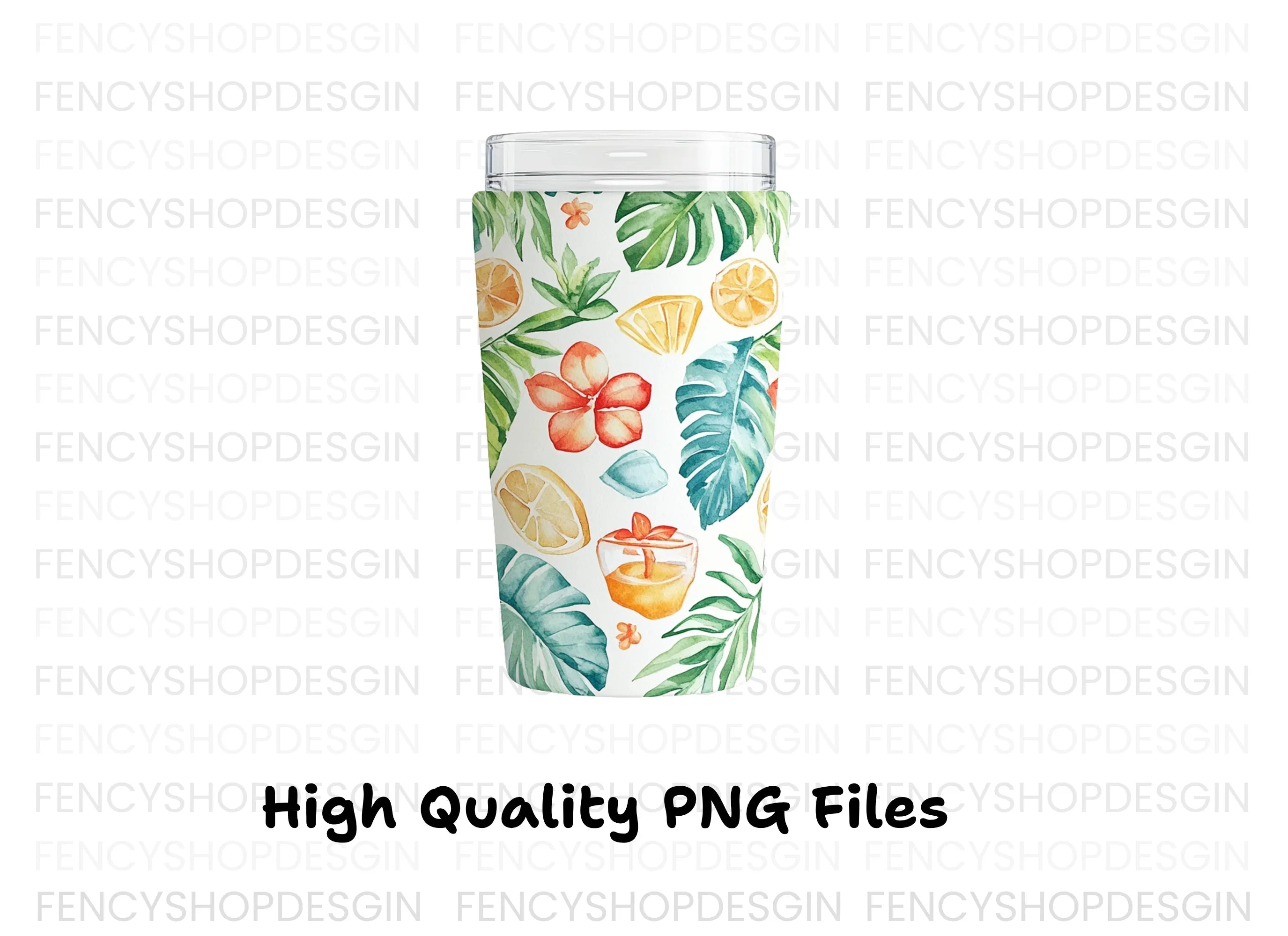 Tropical Fruit and Leaf Tumbler Clipart Bundle
