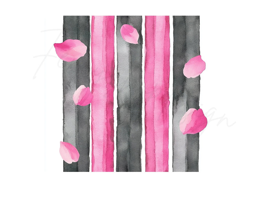 Pink Petals Stripes Clipart Bundle