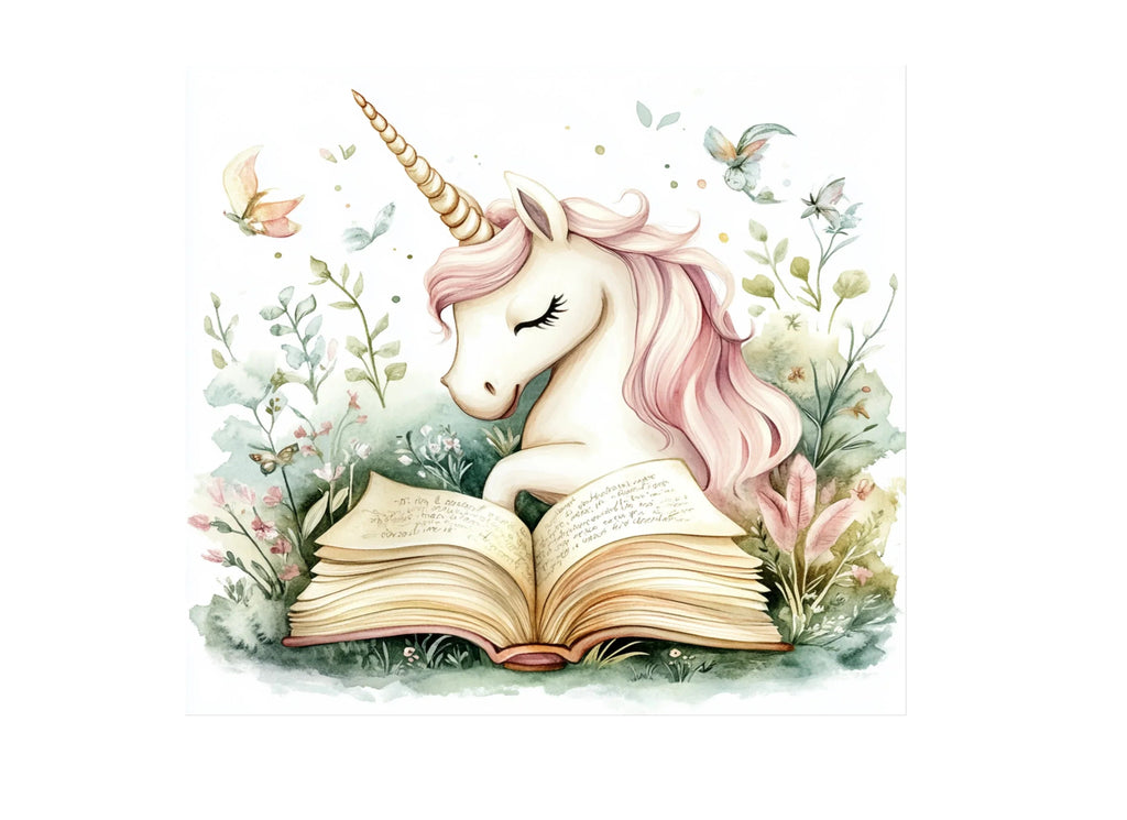 Cute Unicorns Reading Books Clipart Bundle