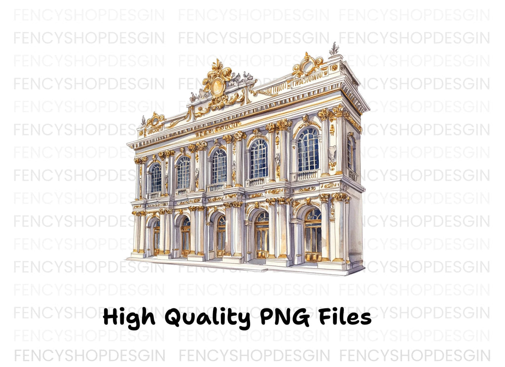 Ornate Baroque Palace Building Clipart Bundle