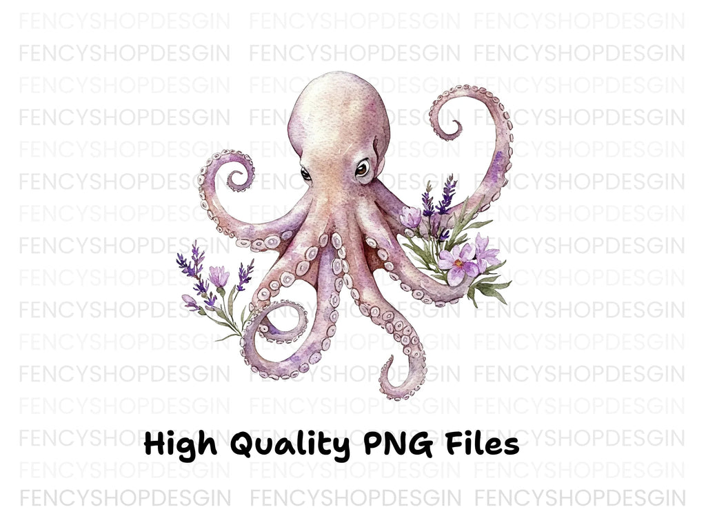 Floral Octopus Clipart Bundle