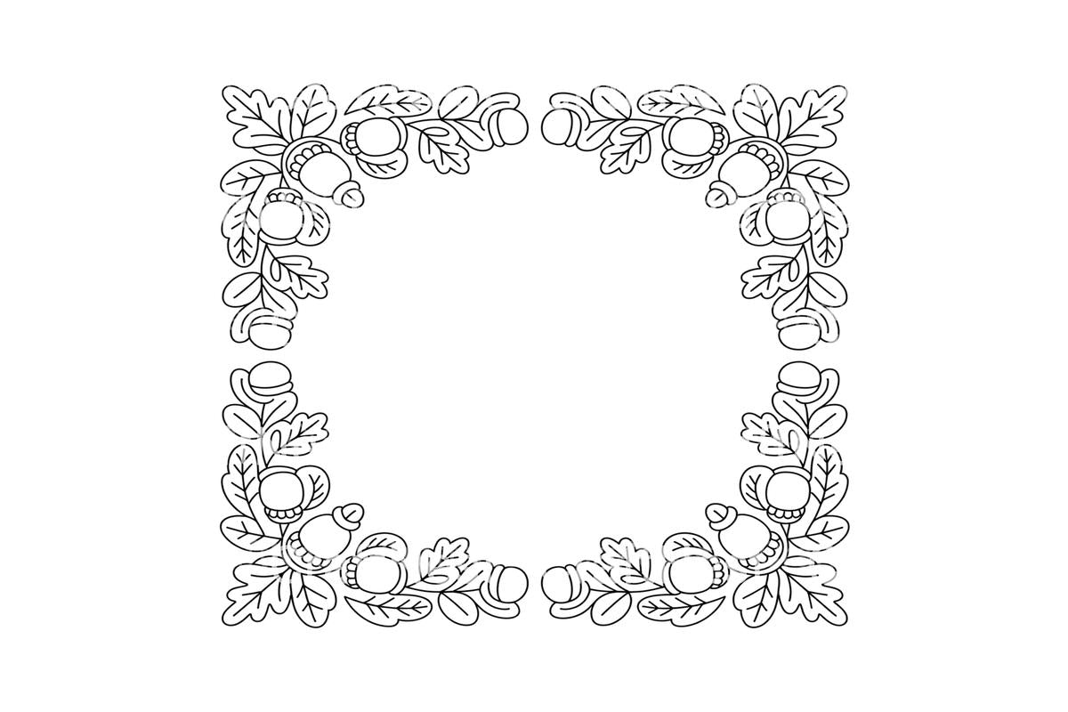 Autumn Acorn and Oak Leaf Frames Coloring Books