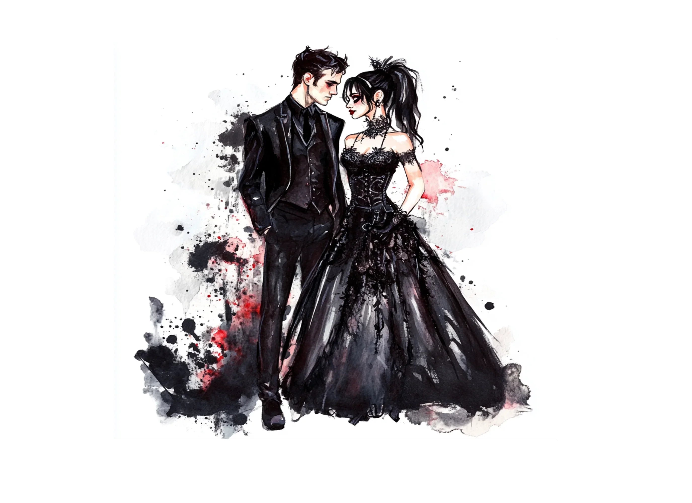 Gothic Wedding Couple Clipart Bundle