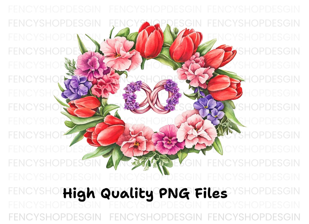 Floral Wedding Wreath Clipart Bundle