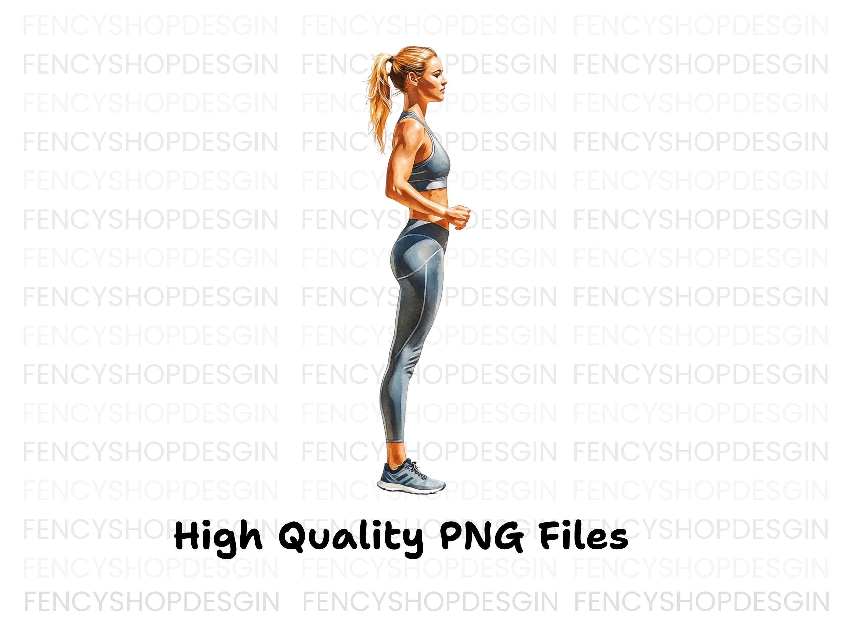 Sporty Woman Standing Clipart Bundle