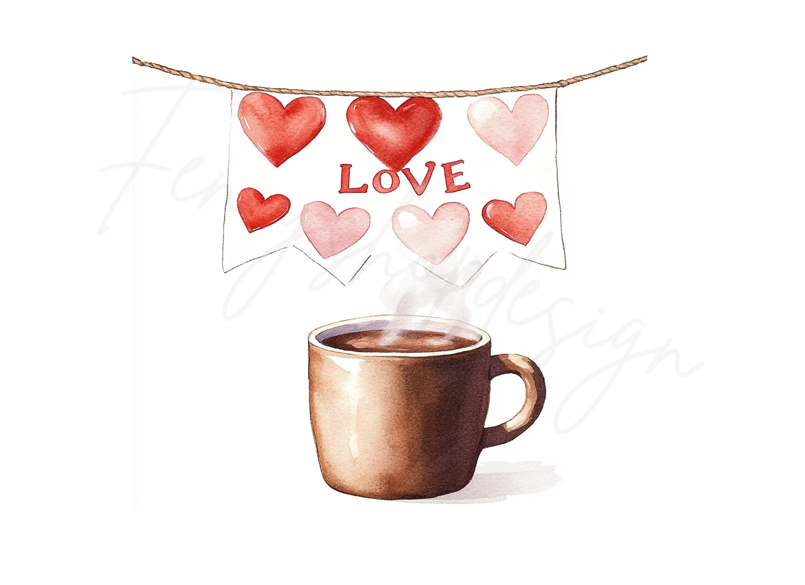 Love Heart Banners and Hot Cocoa Clipart Bundle