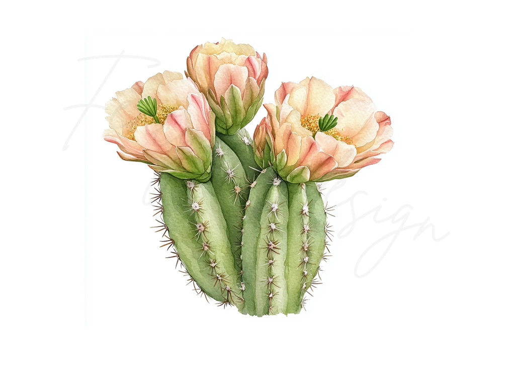 Blooming Cactus Illustrations Clipart Bundle
