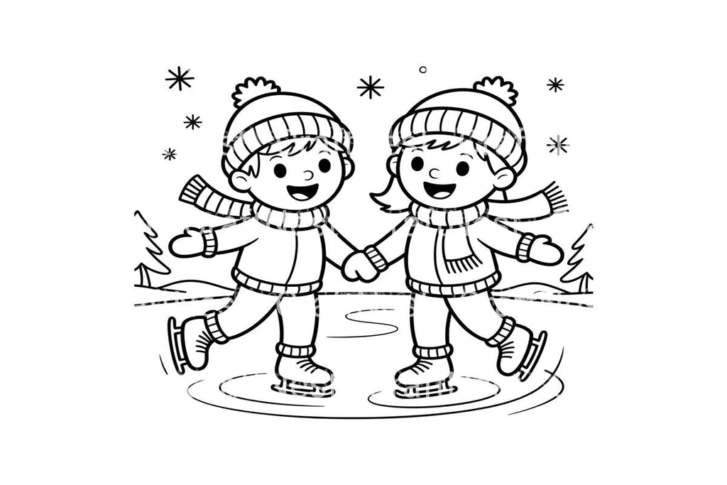 Ice Skating Winter Friends Coloring Books