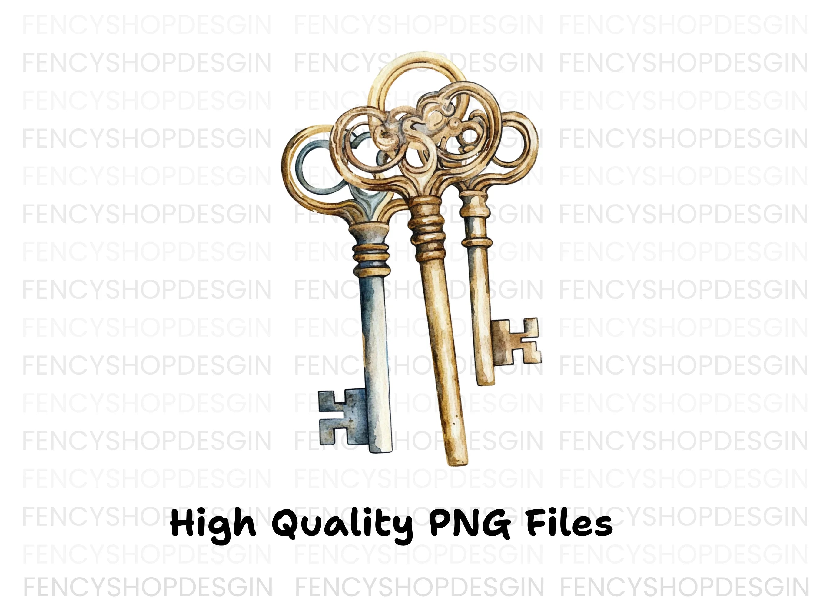 Elegant Antique Keys Clipart Bundle