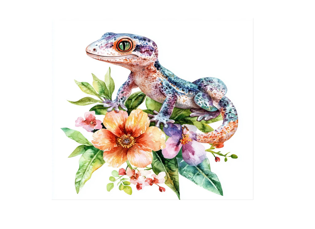 Floral Gecko Clipart Bundle