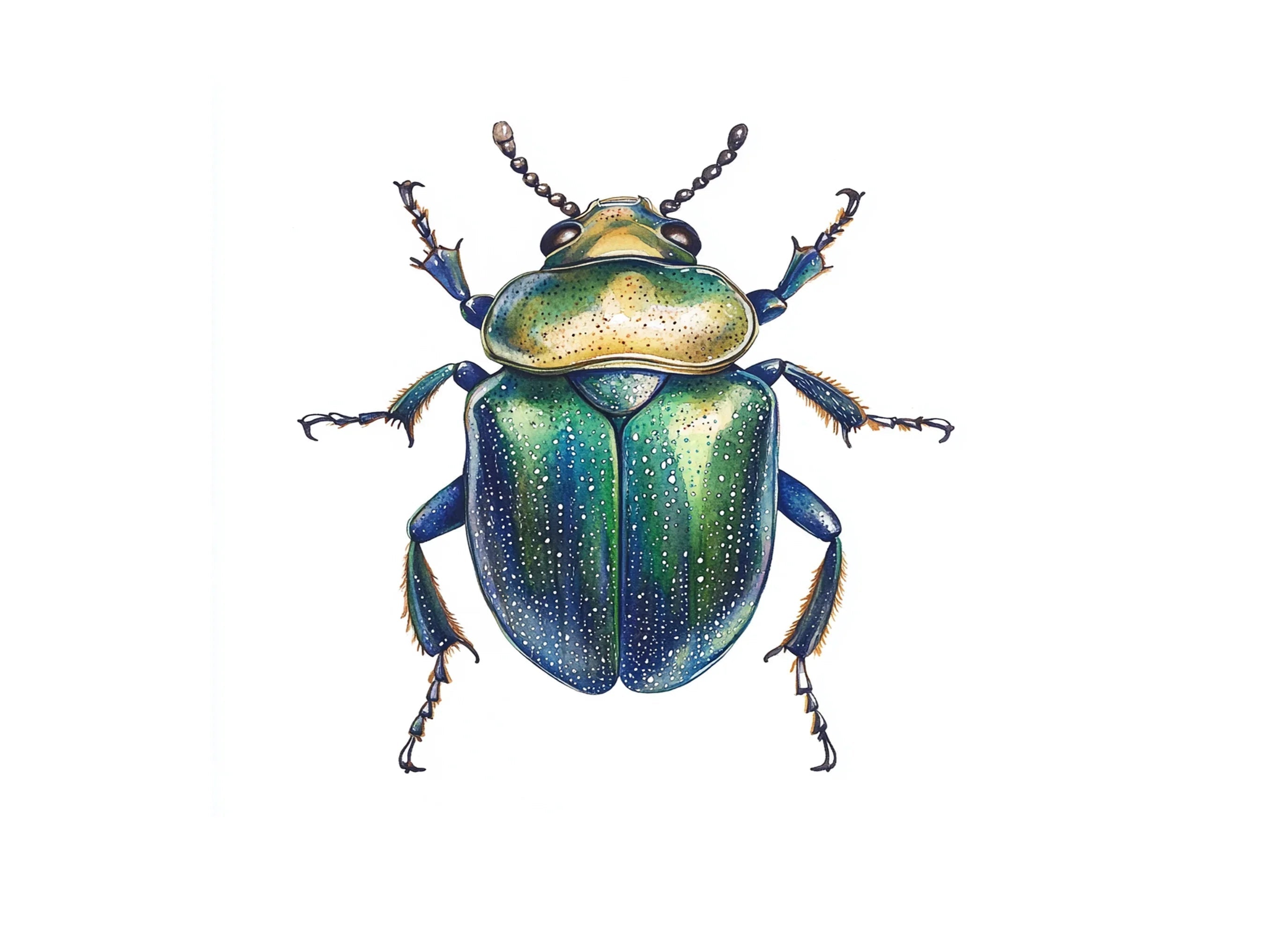 Shiny Green Beetle Clipart Bundle