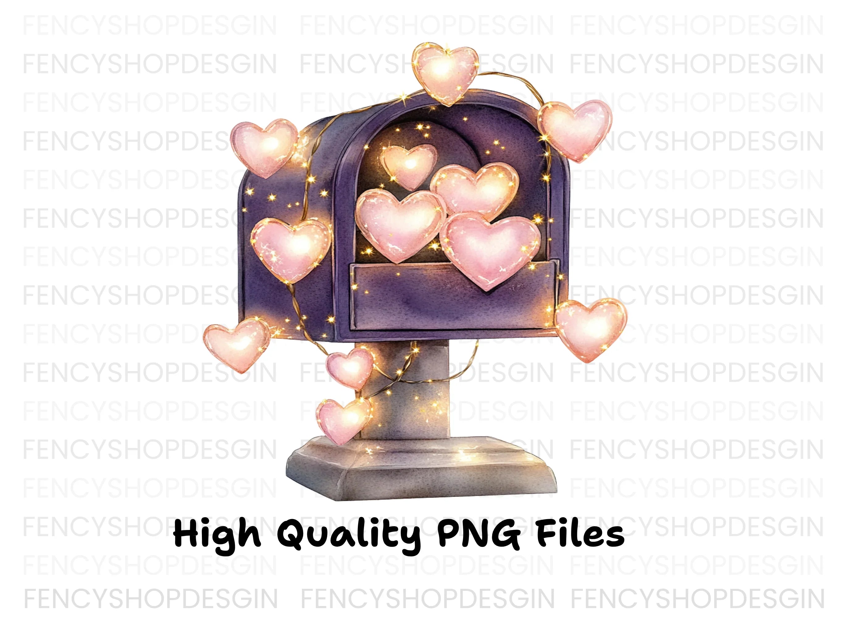 Valentine Mailbox Hearts Clipart Bundle