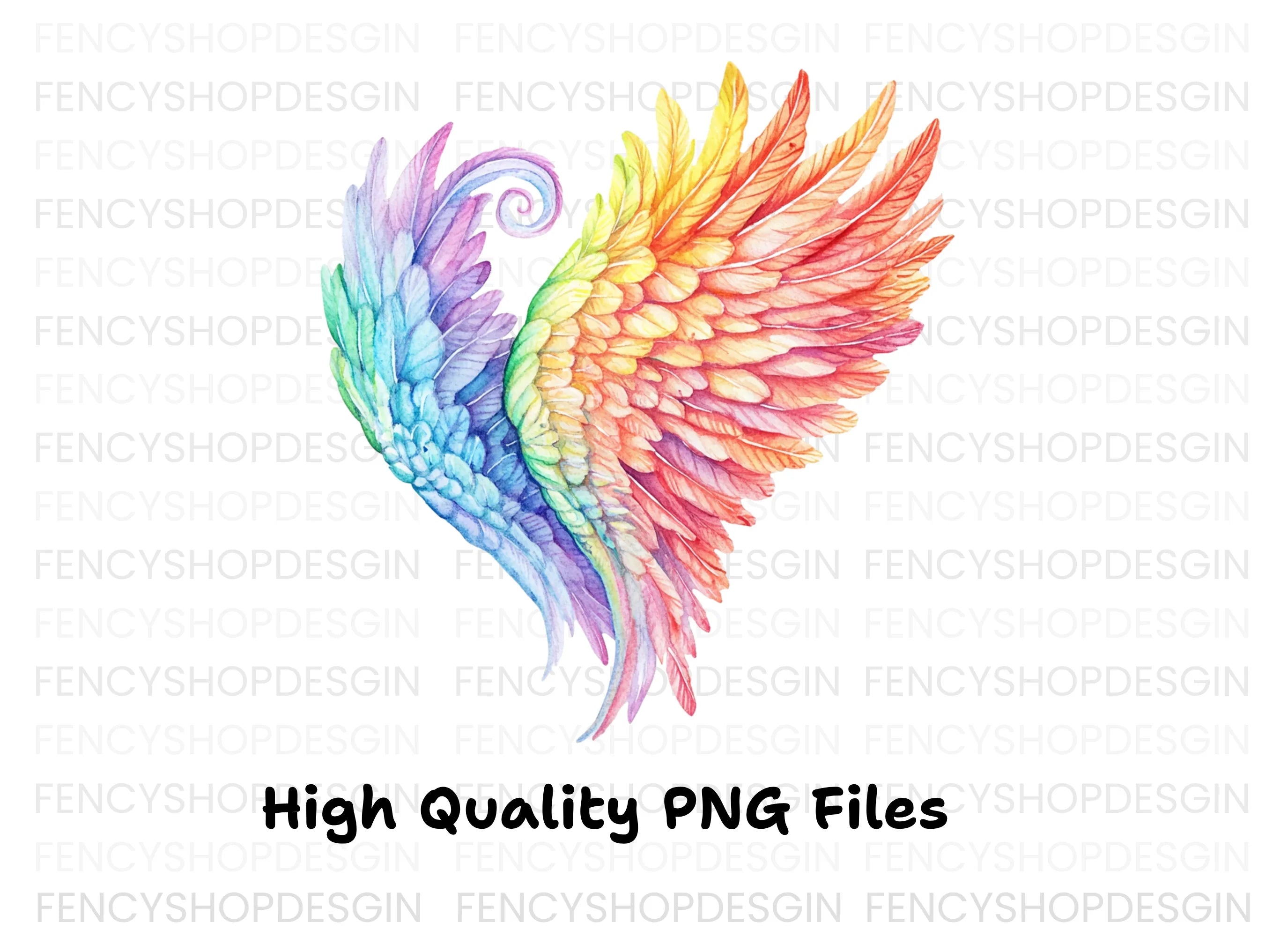 Vibrant Rainbow Angel Wings Clipart Bundle