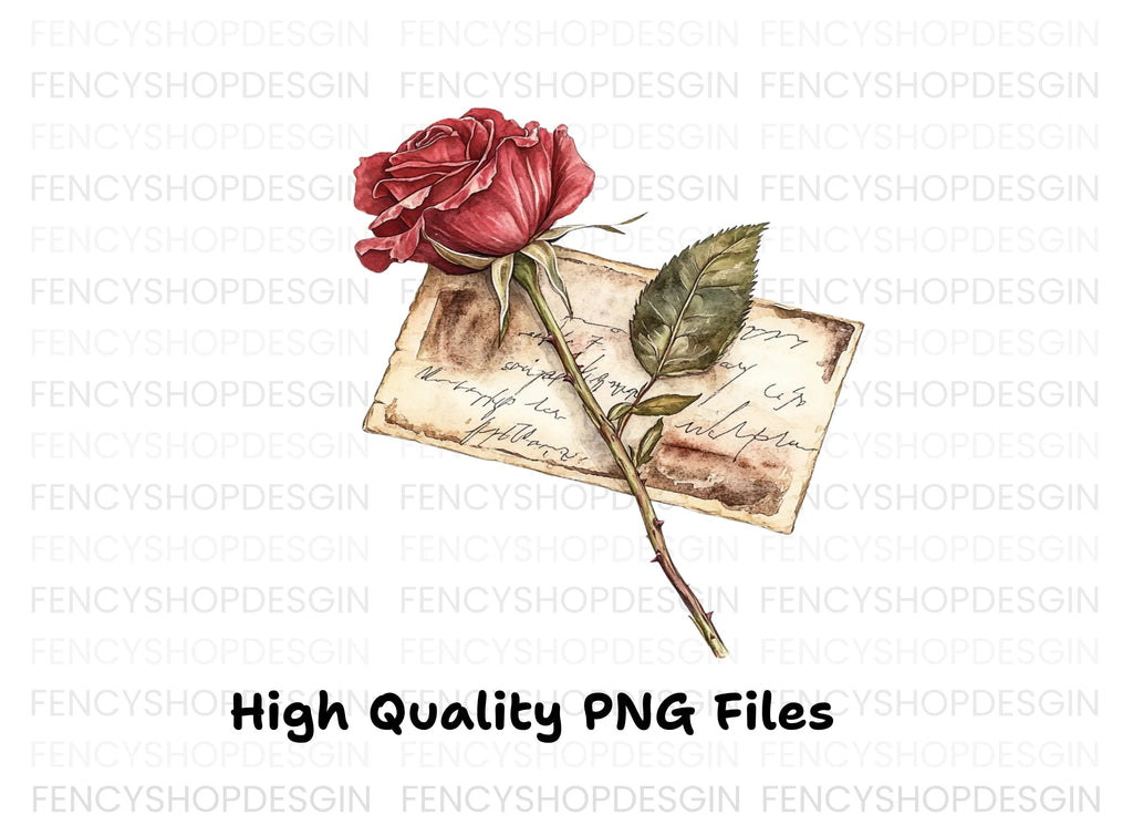 Romantic Red Roses Letters Clipart Bundle