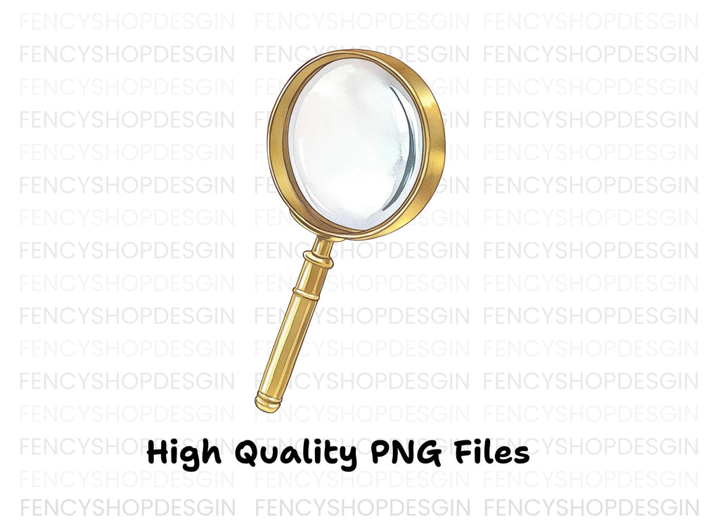 Golden Magnifying Glass Clipart Bundle
