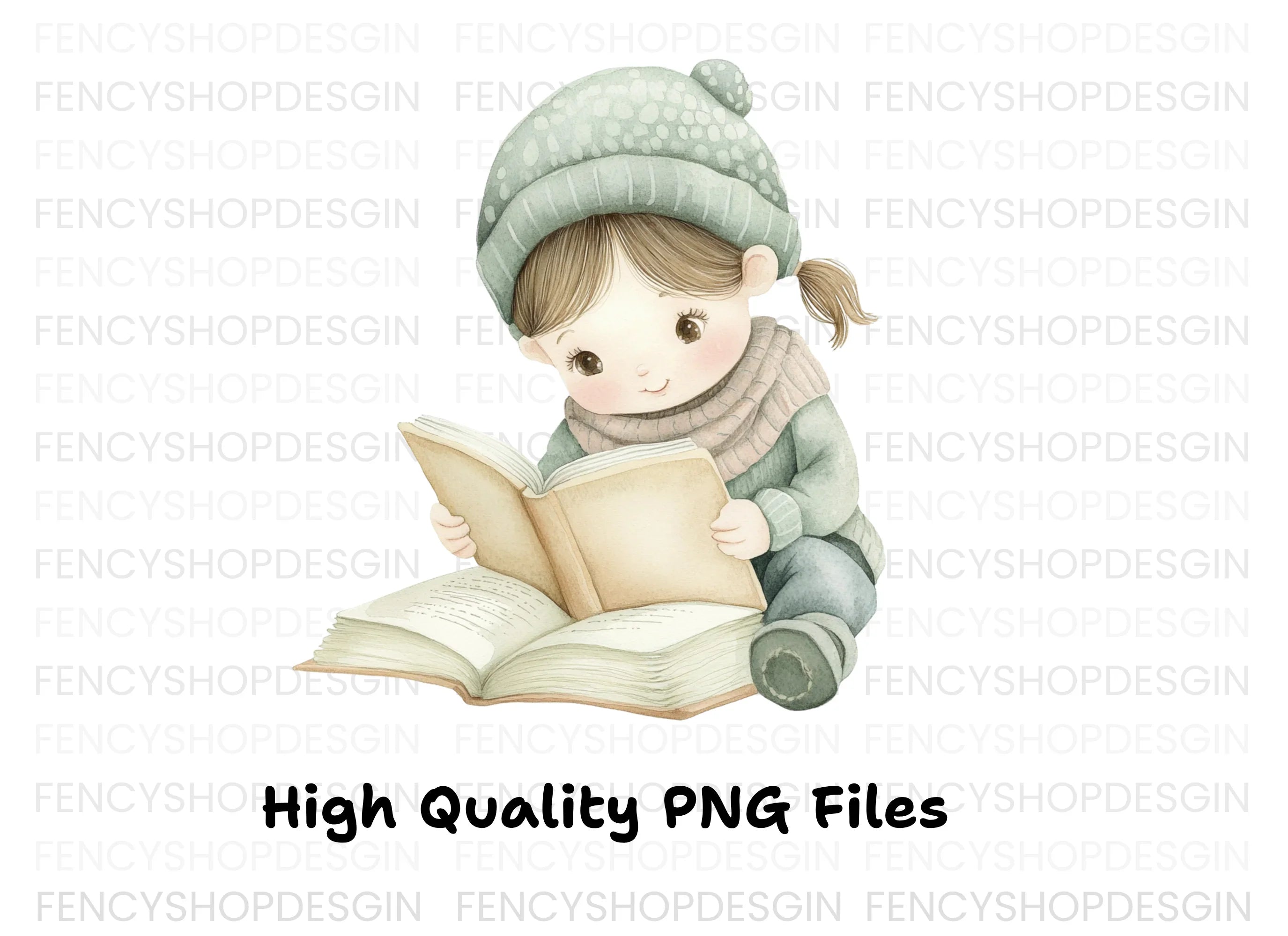 Cute Girl Reading Book Clipart Bundle
