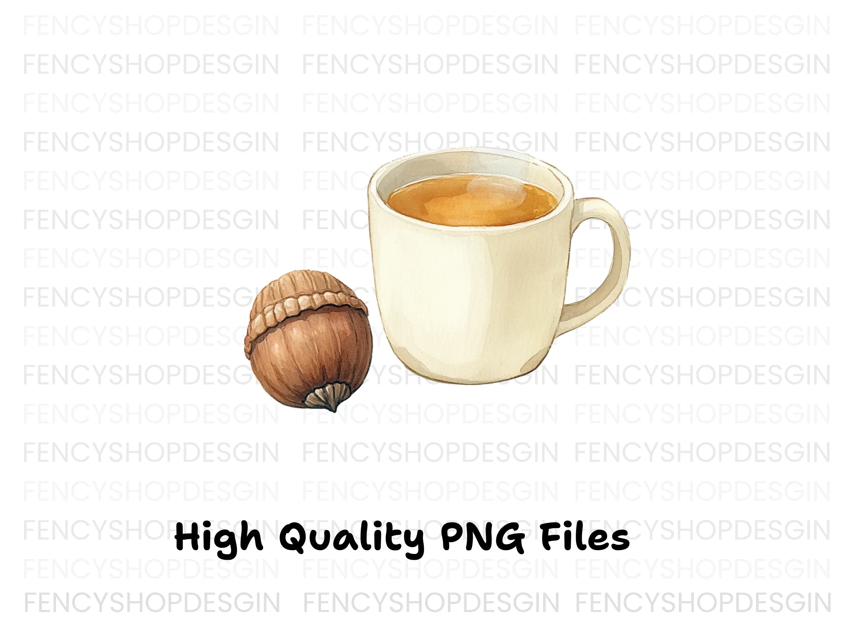 Autumn Coffee and Acorn Clipart Bundle