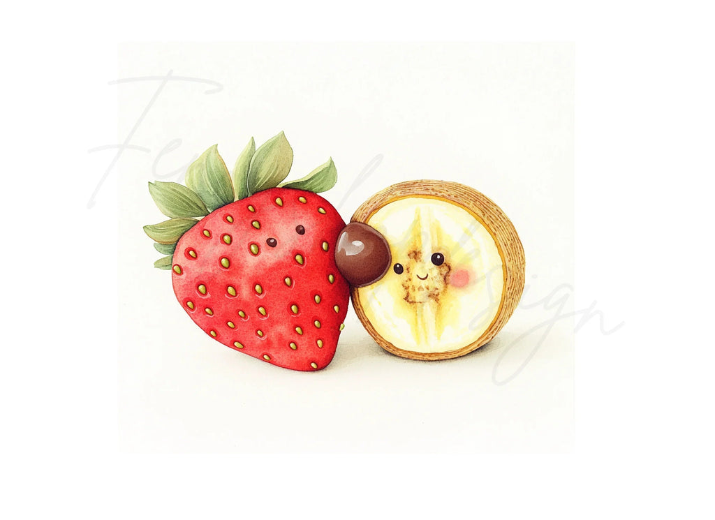 Strawberry Banana Chocolate Dip Clipart Bundle
