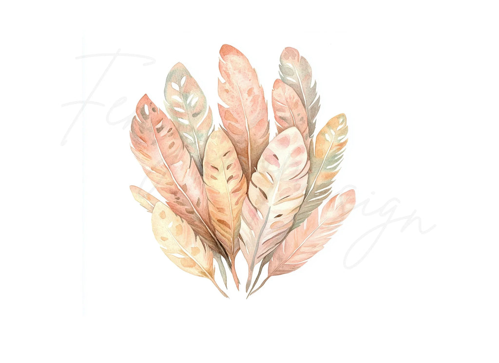 Boho Chic Feather Clipart Bundle