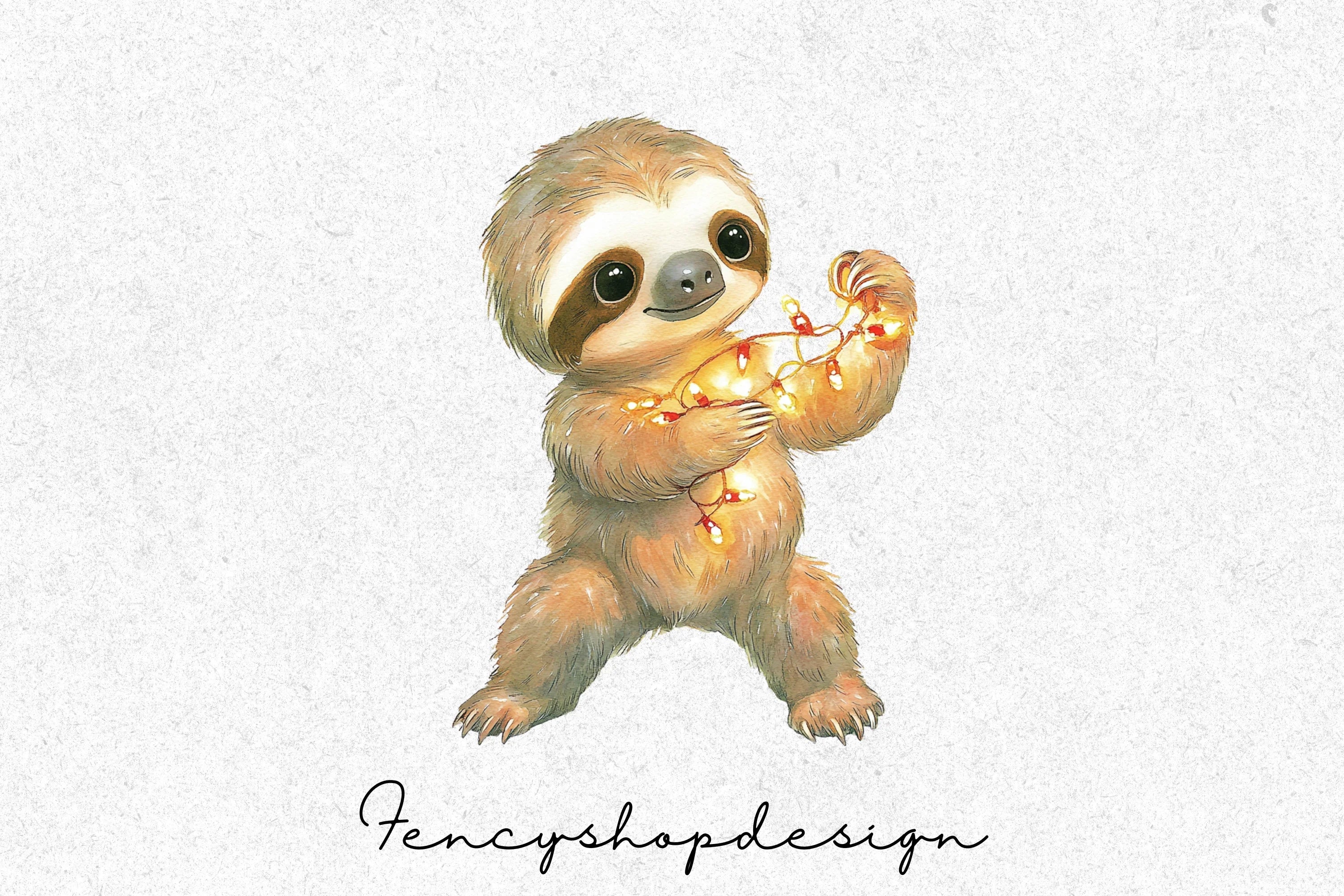 Cute Christmas Sloths Clipart Bundle