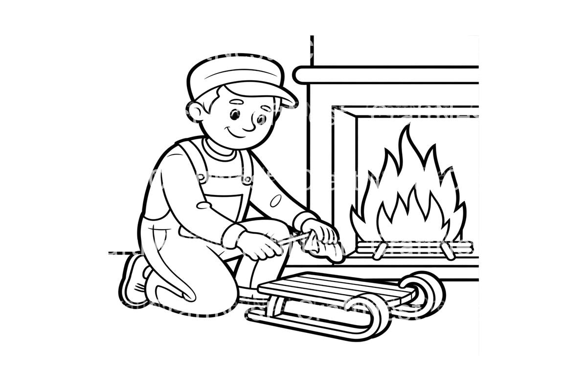 Christmas Sleigh Repair Coloring Books