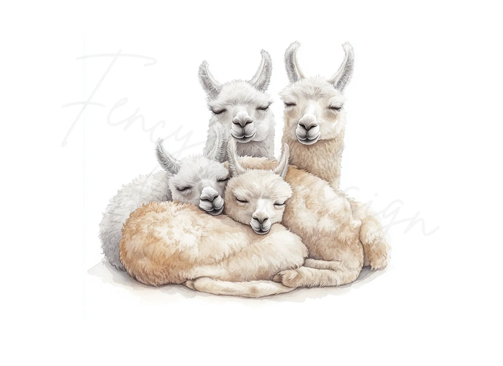 Cute Sleeping Baby Llamas Clipart Bundle