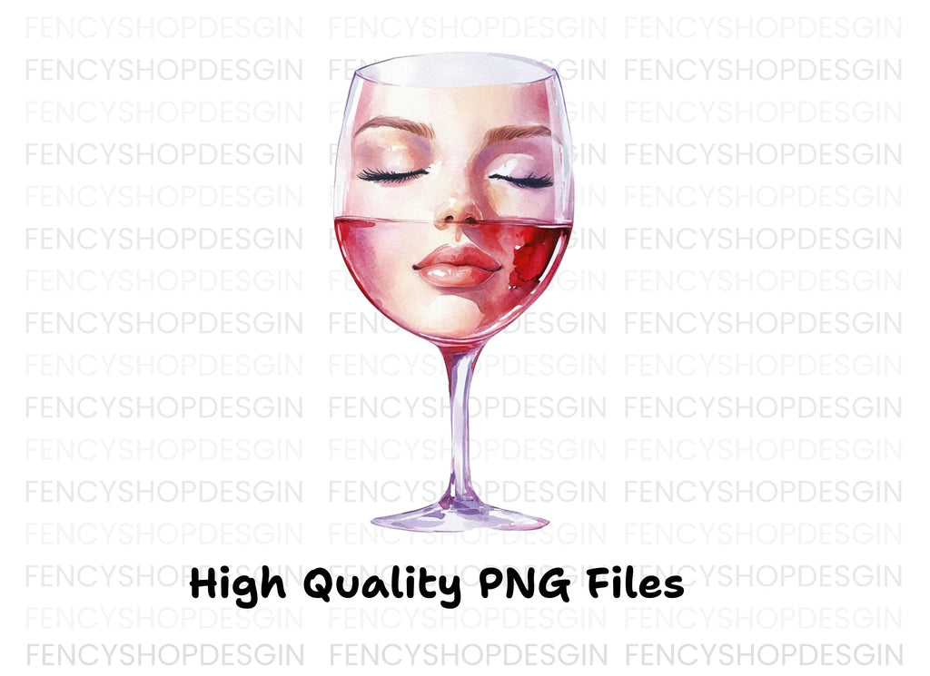 Wine Glass Faces Clipart Bundle