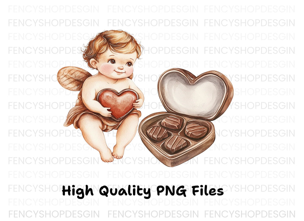 Valentine Cherubs Chocolate Box Clipart Bundle