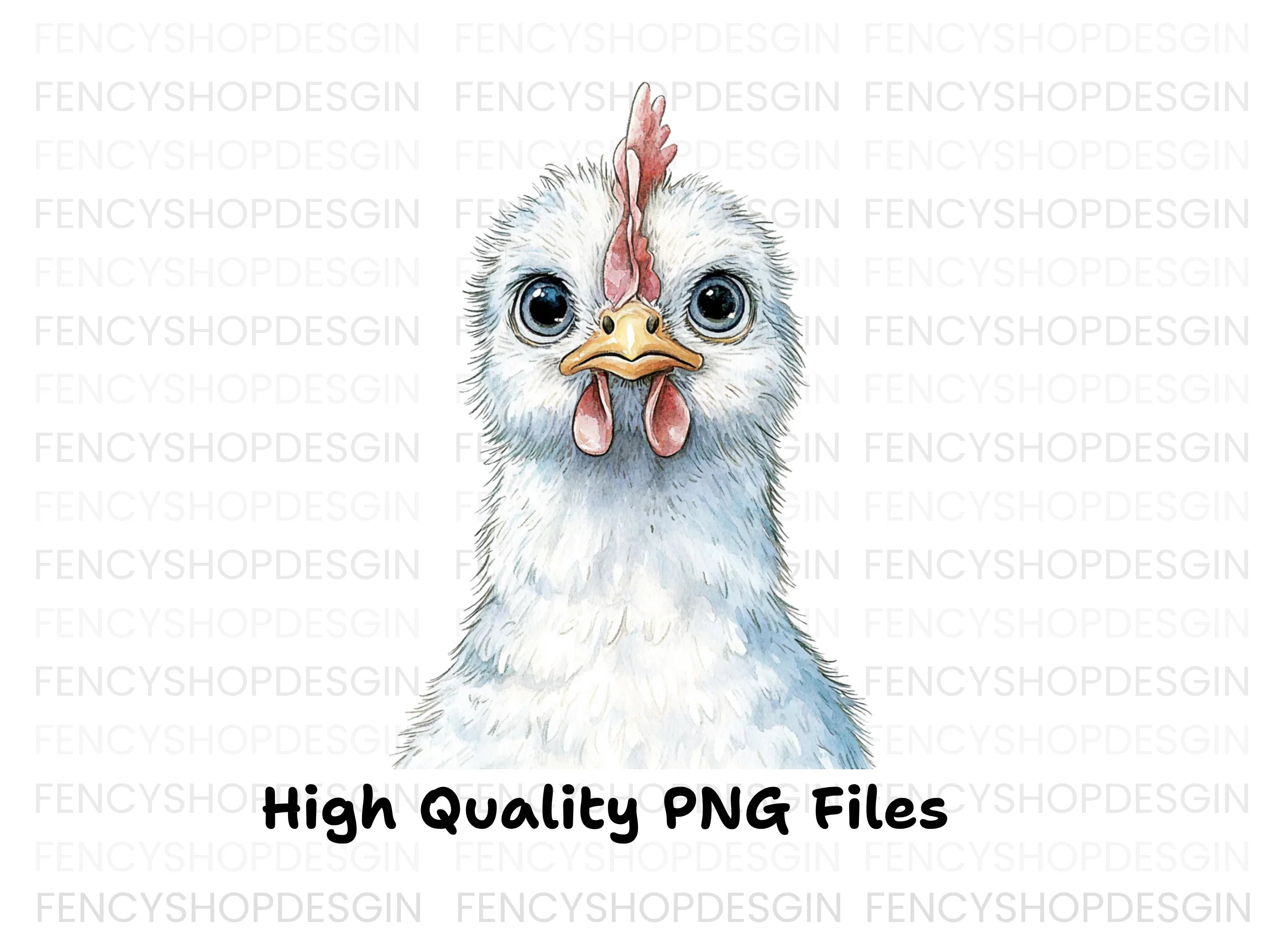 Cute White Chicken Head Clipart Bundle