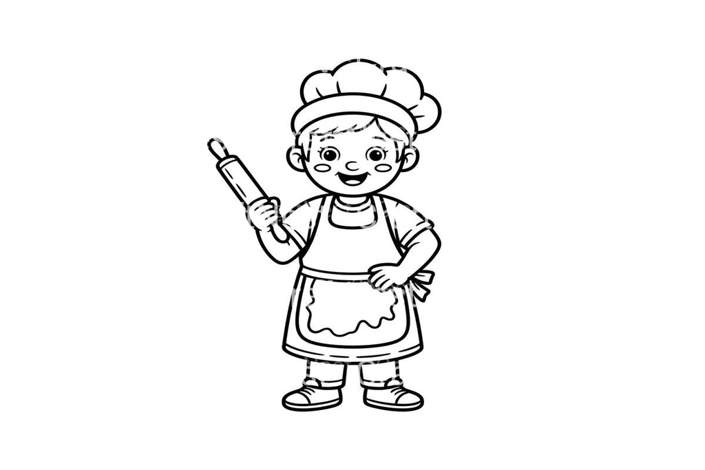 Cute Chef with Rolling Pin Coloring Books