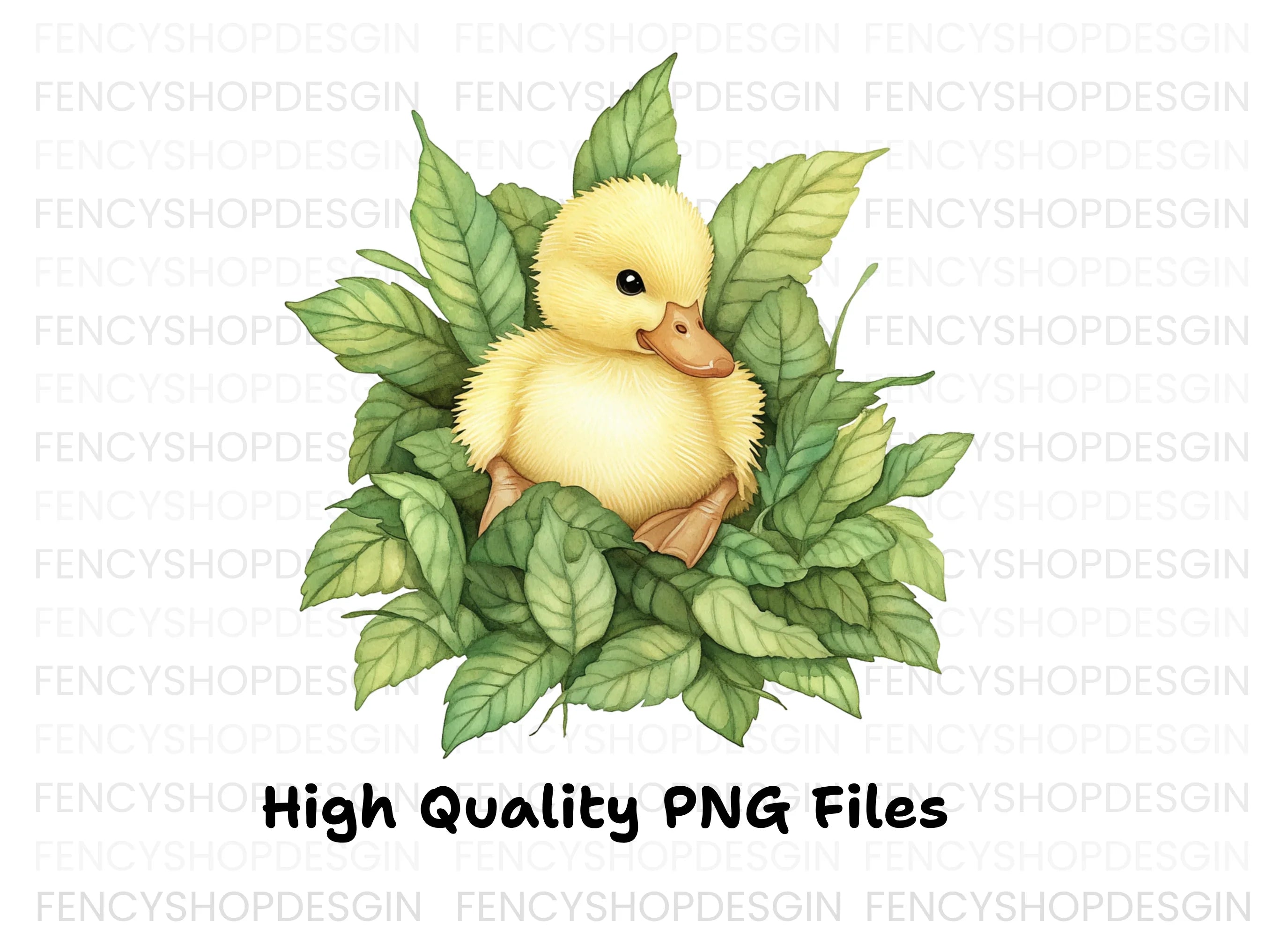 Cute Yellow Ducklings in Leaves Clipart Bundle