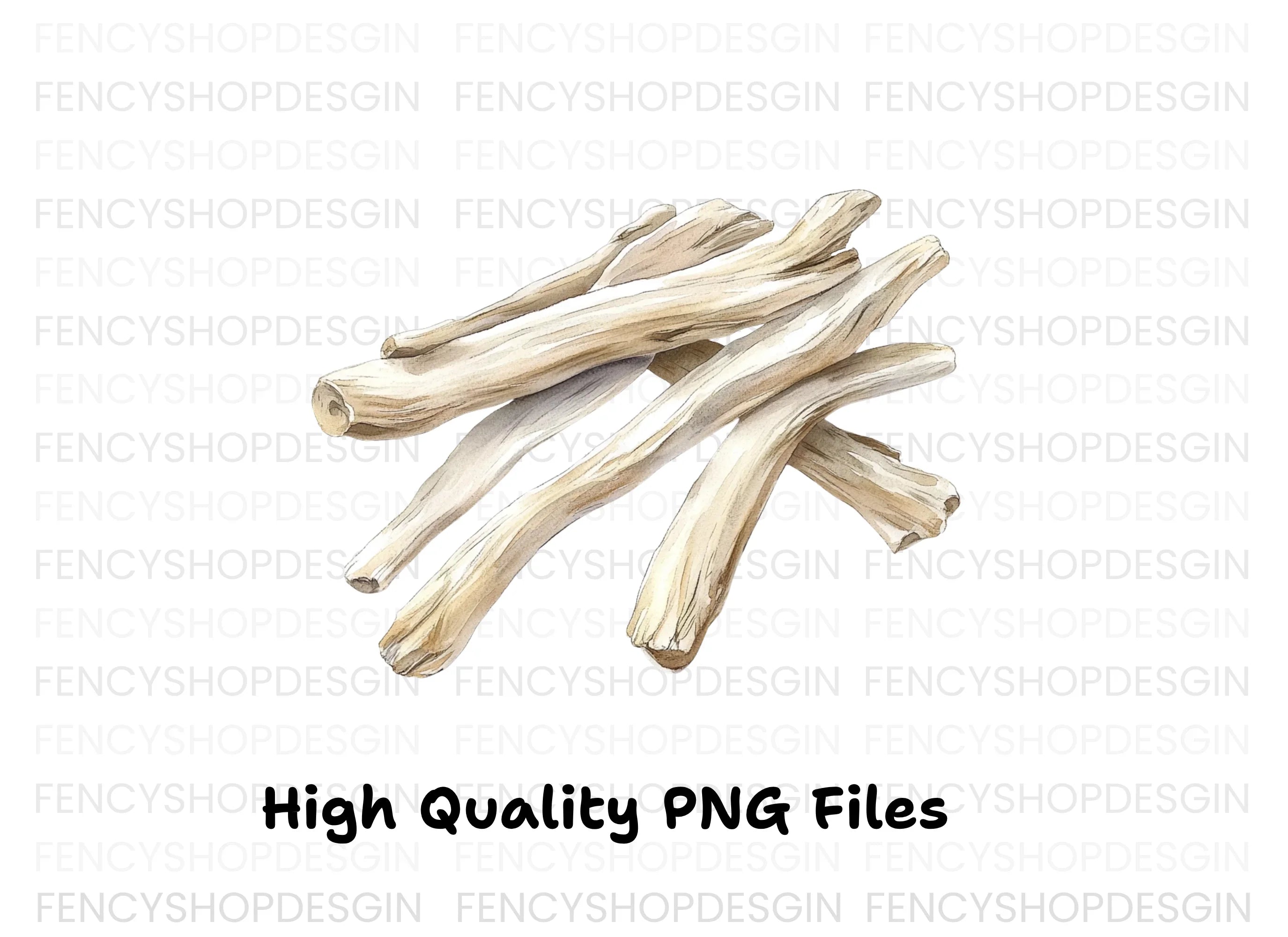 Natural Driftwood Stack Clipart Bundle