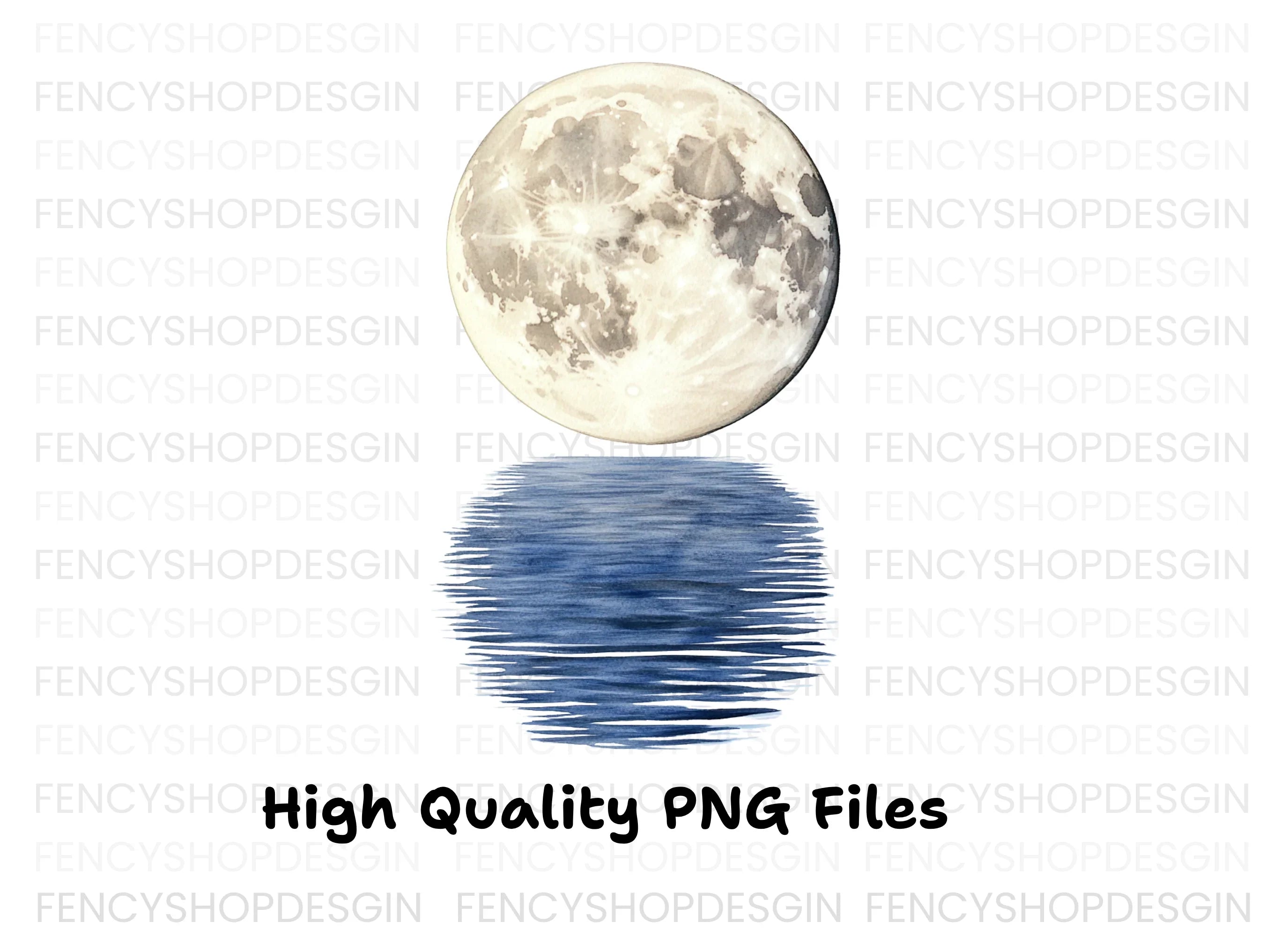 Moon Water Reflection Clipart Bundle