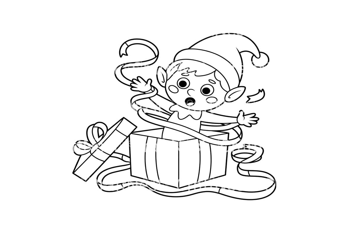 Christmas Elf With Gifts Coloring Books