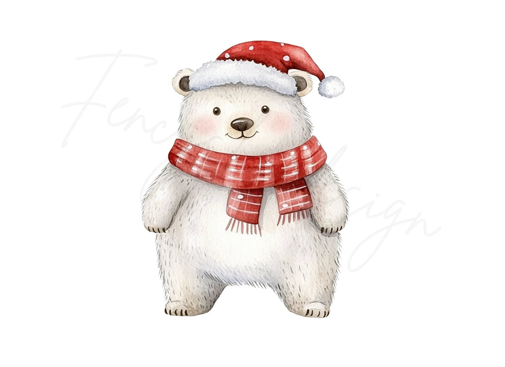 Cute Christmas Polar Bear Clipart Bundle