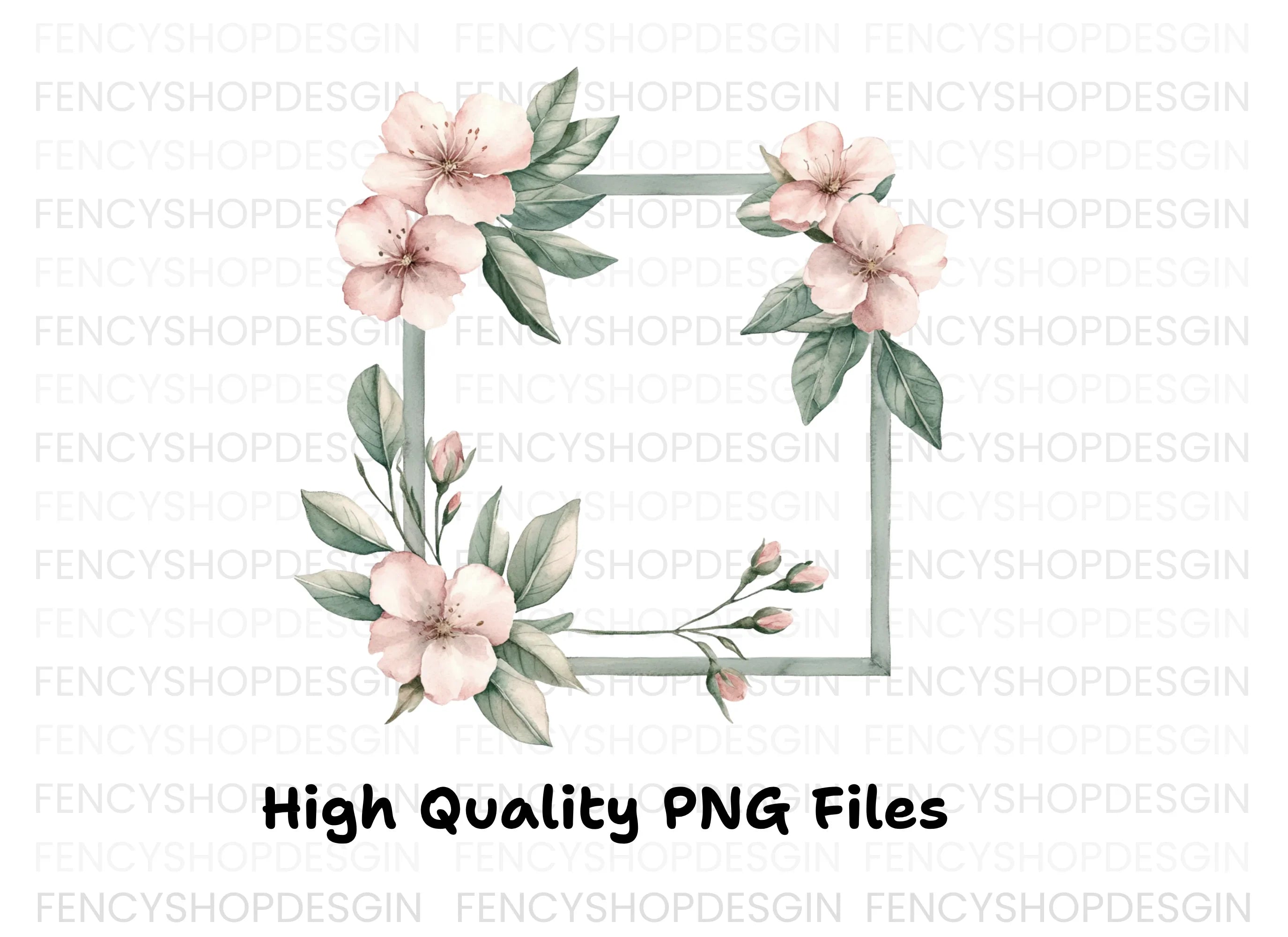 Elegant Cherry Blossom Frame Clipart Bundle