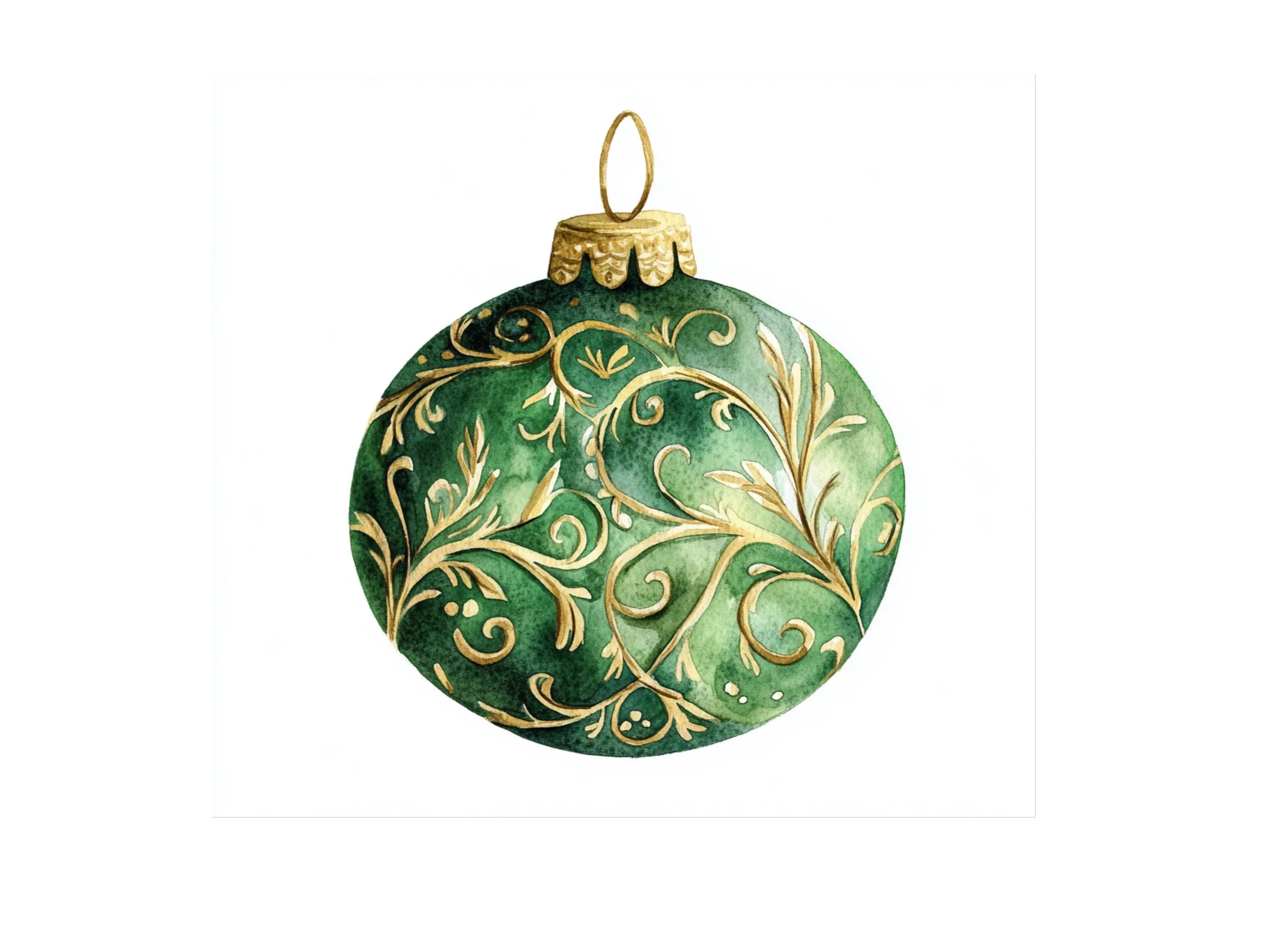 Green Christmas Ornaments Clipart Bundle