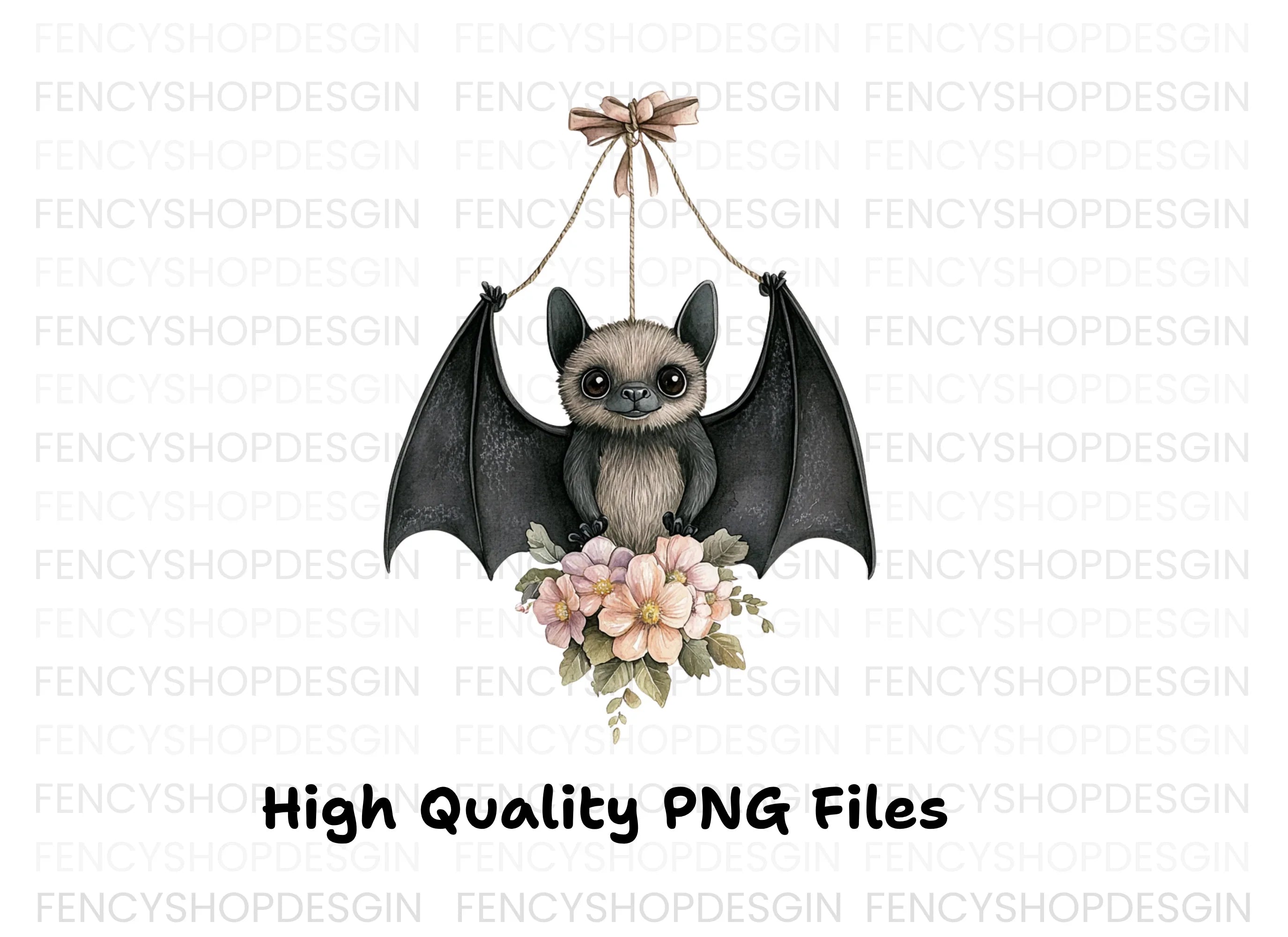 Sweet Baby Bat Floral Arrangement Clipart Bundle