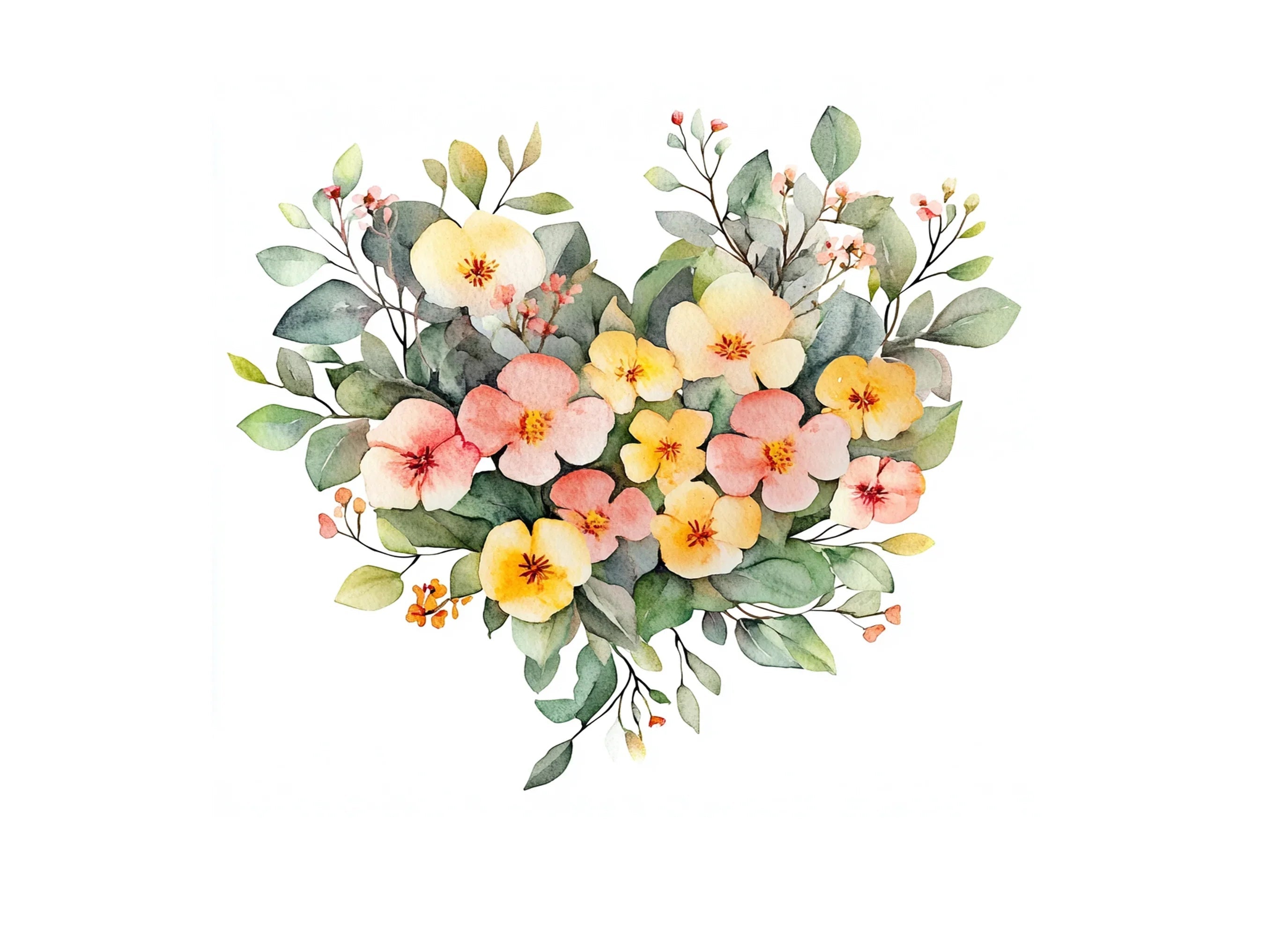 Floral Heart Clipart Bundle
