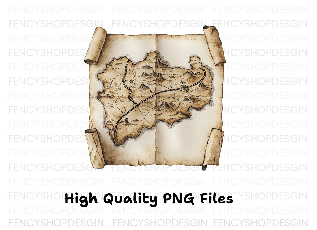 Fantasy World Map Scroll Clipart Bundle