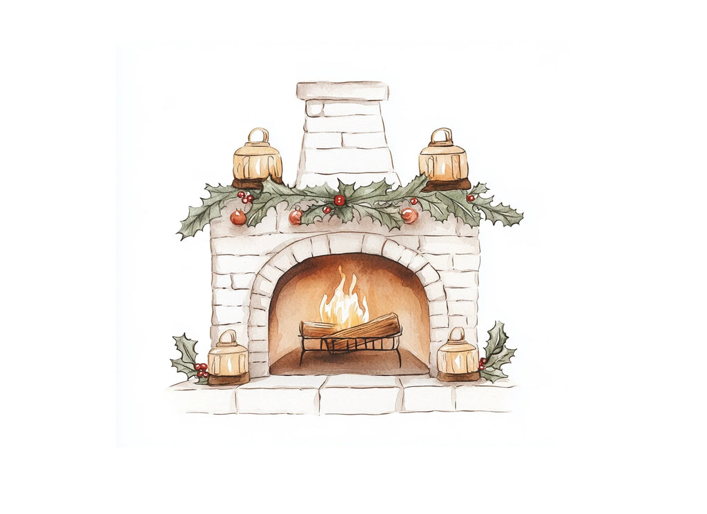 Cozy Christmas Fireplace Clipart Bundle