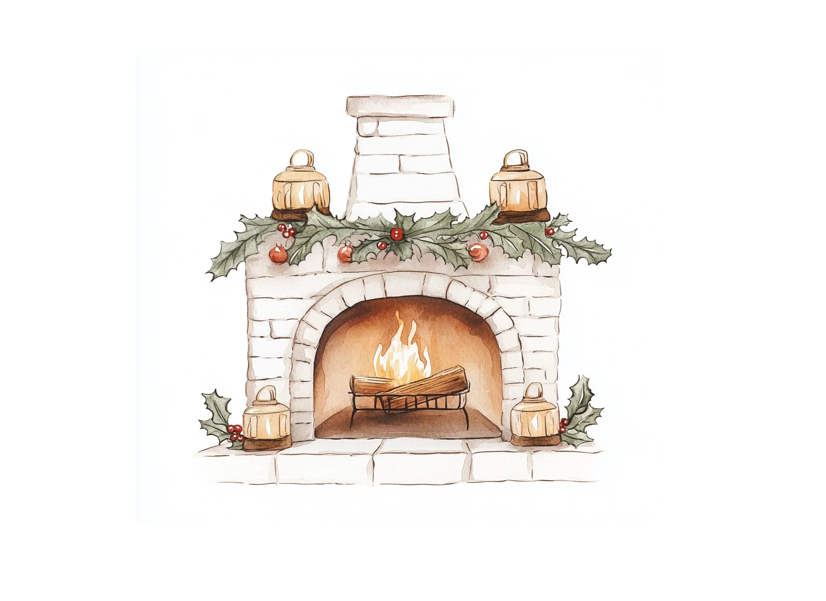Cozy Christmas Fireplace Clipart Bundle