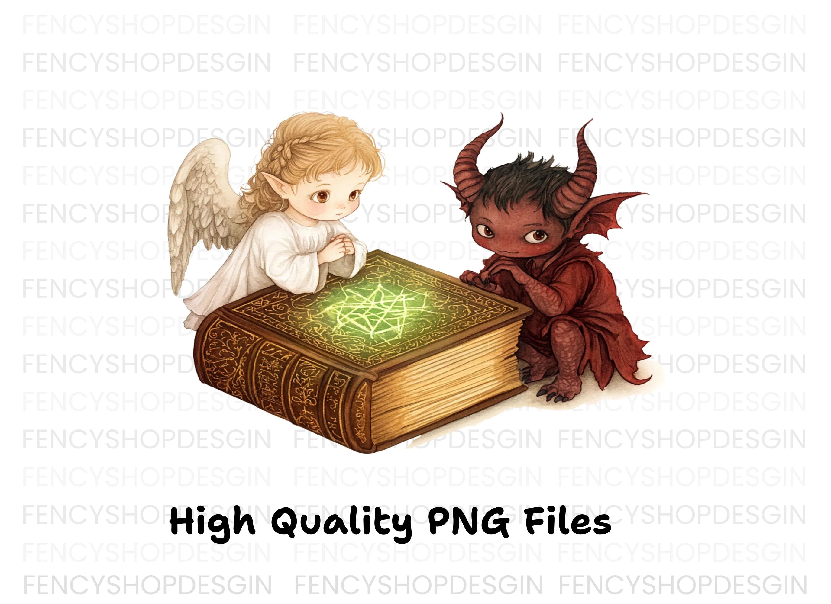 Angels and Devils Magic Books Clipart Bundle