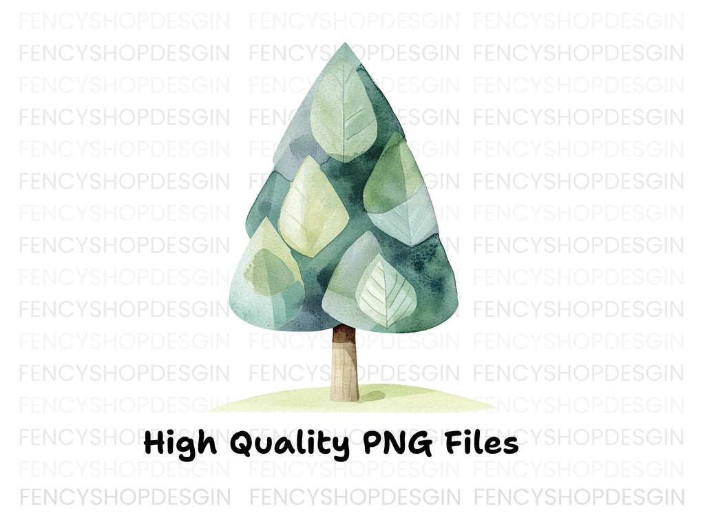 Abstract Green Tree Clipart Bundle