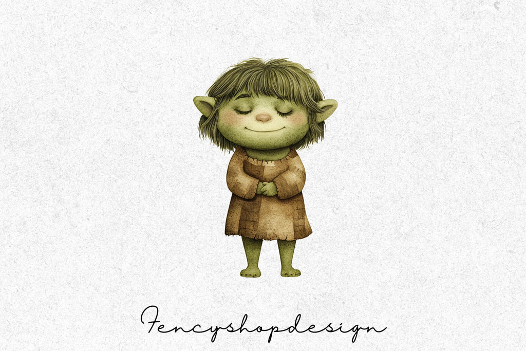 Adorable Fantasy Goblins & Trolls Clipart Bundle