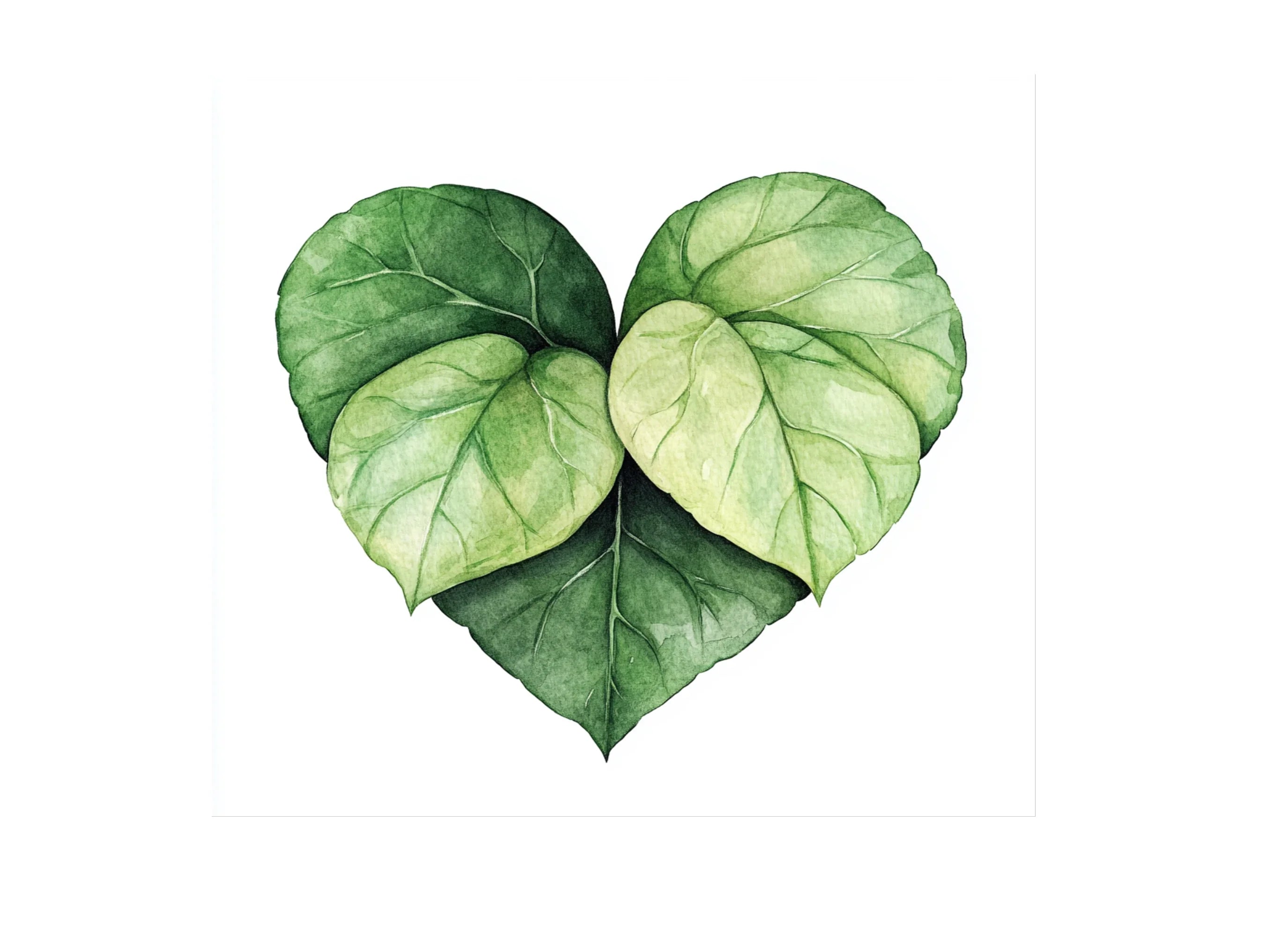 Green Leaf Heart Clipart Bundle