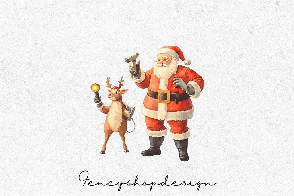 Santa Sleigh Tune-Up Clipart Bundle