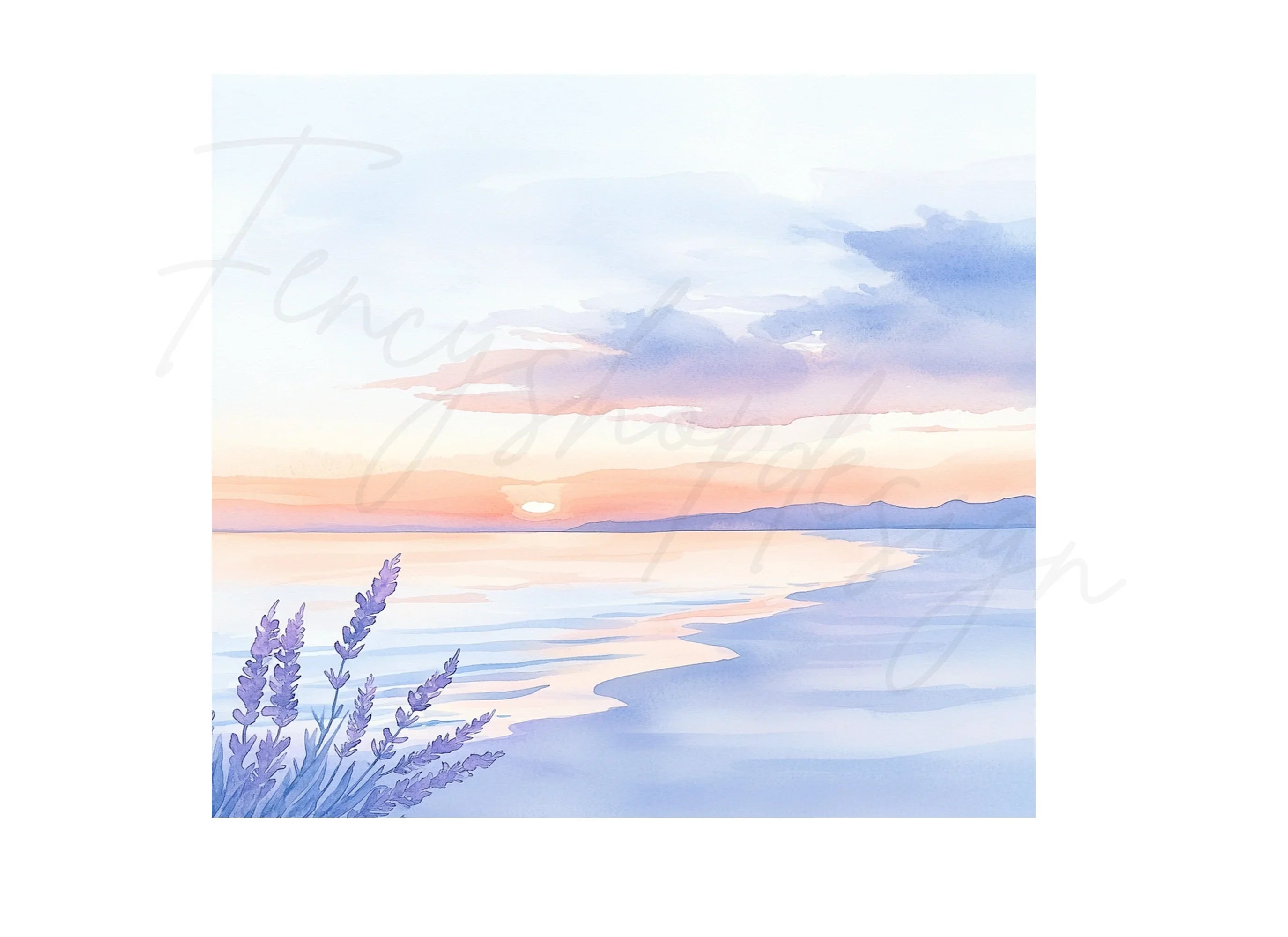 Lavender Beach Sunset Clipart Bundle