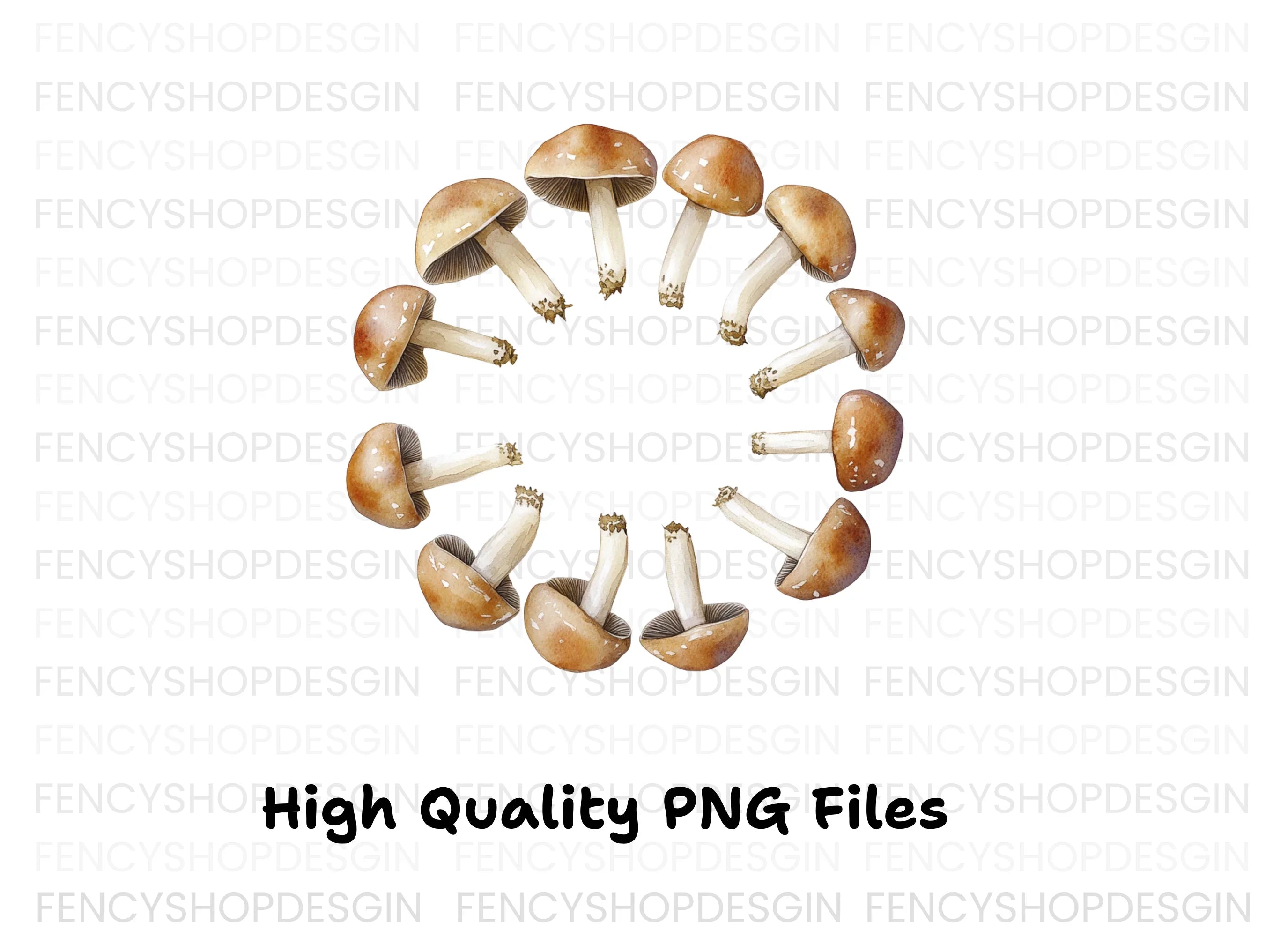 Earthy Mushroom Circle Clipart Bundle